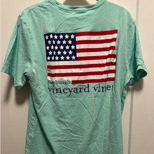 Mens vineyard vines mint green American flag tee
